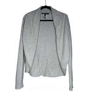 BCBG Women's Heather Gray Lamb's Wool Cashmere Blend Quiet Luxury Cardigan - L